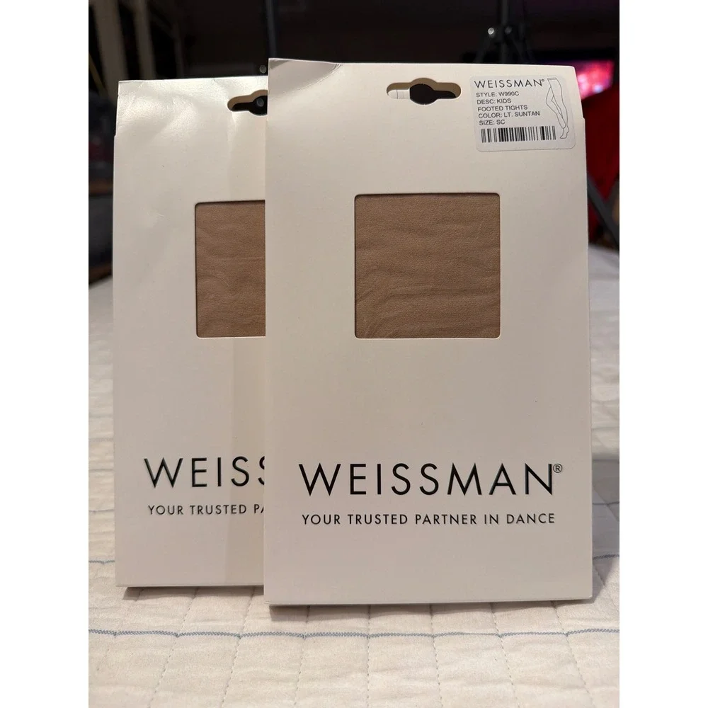 Weissman W990C Kids Footed Tights Lt Suntan Dance Microfiber Size SC Set of 2